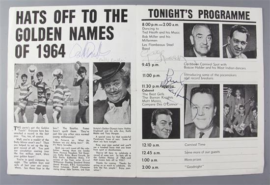 A Daily Mirror Thursday February 18, 1965, Welcome to The Golden Ball programme, 10 x 8in.